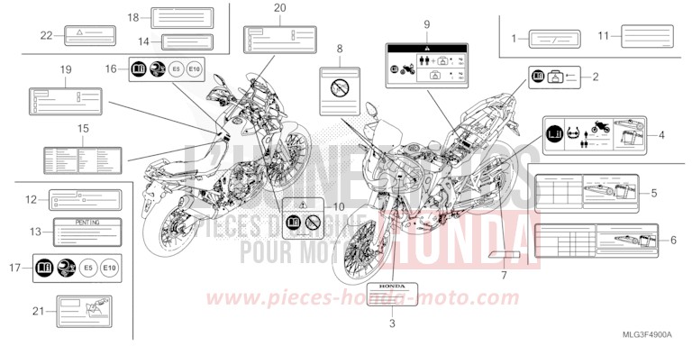 ETIQUETTE DE PRECAUTIONS de Africa Twin DCT PEARL GLARE WHITE (NHB53H) 2022